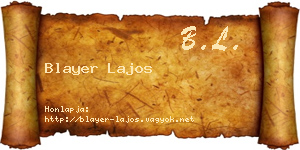 Blayer Lajos névjegykártya